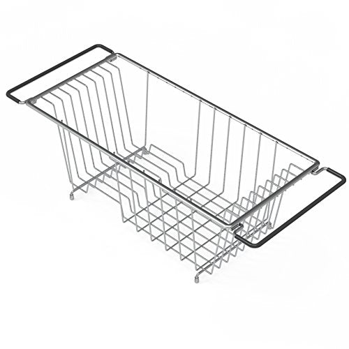 Simple Houseware Over Sink Counter Top Stainless Steel Dish Drainer Drying Rack, Chrome