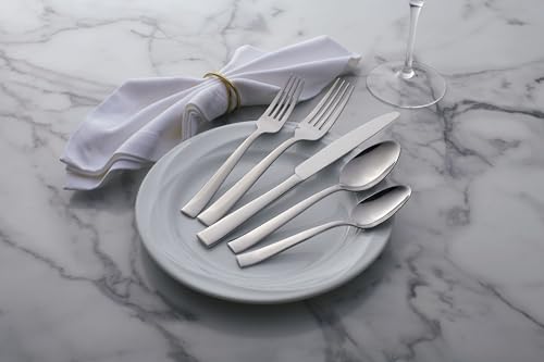 Oneida Silverware Set, Monolith 20-Piece Everyday Flatware Set, Service For 4, 18/0 Stainless Steel, Knives Spoons And Forks Sets, Dishwasher Safe, Home And Kitchen Utensils (Silver, 20 Piece)