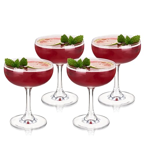 True Coupe Glass, Martini Glasses for Cocktail Party, Perfect for Espresso Martini, Manhattan, Champagne, Elegant 7 oz Glassware for Home Bars, Wedding Gifts, Margarita Glasses Set of 4