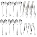 Mwellewm 18Pcs Serving Utensils, Serving Spoons for Buffet, Serving Tongs for Food, Slotted Spoons, Stainless Steel Banquet Cutlery Set for Parties Weeding Birthday Entertaining Catering(Silver)