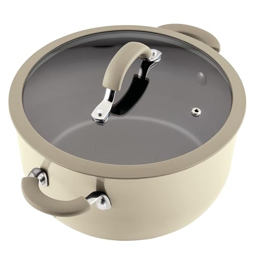 Rachael Ray Cook + Create Aluminum Nonstick Cookware Set, 10-Piece, Almond