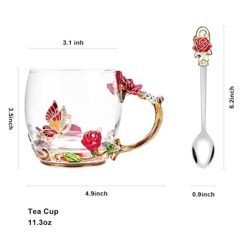 OEAGO Gifts for Mom Women Mothers Day Valentines Day Gifts Glass Coffee Enamels Mug Best Birthday Valentine's for Her Girlfriend Wife from Daughter Son Tea Cup Christmas Stocking Stuffers