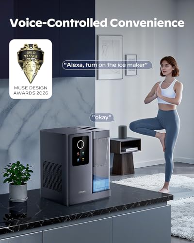 Silonn Nugget Ice Maker Countertop with APP & Voice Control, Self Cleaning Ice Machine with 3L Large Water Tank, 40 lbs/24H Soft Chewable Ice, Portable Pebble Ice Maker for Home, Kitchen and Party