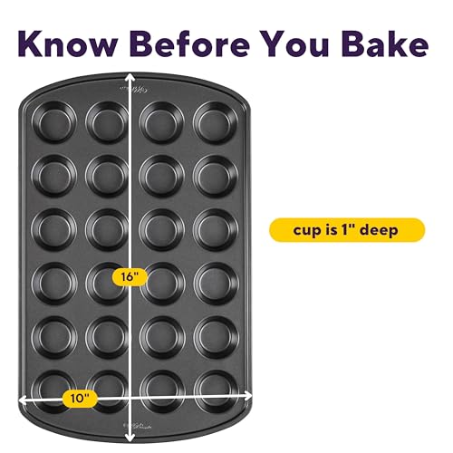 Wilton Gold Premium Non-Stick Warp-Resistant Bakeware, Made without PFAs, Muffin Pan, 24-cup, 16x10x1 in, Packaging May Vary