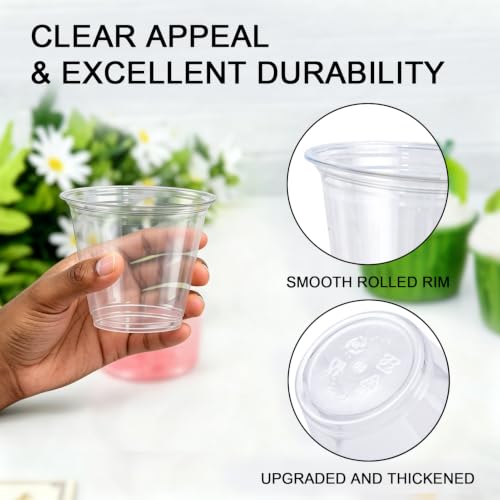 Lamosi 100 Pack 9 oz Clear Plastic Cups, Disposable Cups Wine Cocktail Punch, Sturdy & Food Safe Plastic Cup for Party & Wedding
