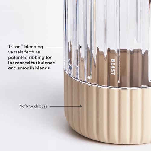 Beast Mighty 850 Stainless Steel | Compact Personal Blender | Extra Vessels | Keeps Blends Cold | Smoothies, Shakes, Sauces, Dips | Portable Straw Caps and Lids | 850W (Sand)