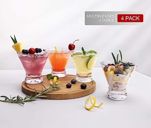 LUNA & MANTHA Martini Glasses, Martini Cocktail Glasses for Margarita, Manhattan, Cosmopolitan, Espresso, Home Bar, Evening Parties, Birthdays, Housewarming Gift,Set of 4-8oz
