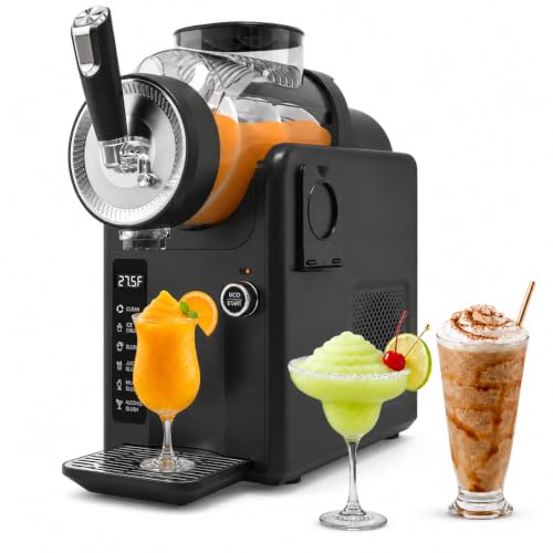 SYINTAO Slushie Machine No Ice Needed, 2-in-1 Frozen Drink & Soft Serve Ice Cream Maker, Self-Chilling Slushy Maker with 5 Presets, LED Display & Auto Clean for Home & Party (Black)
