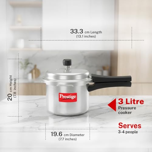 Prestige PRP3 Pressure Cooker, 3 Liter, Silver, Aluminum