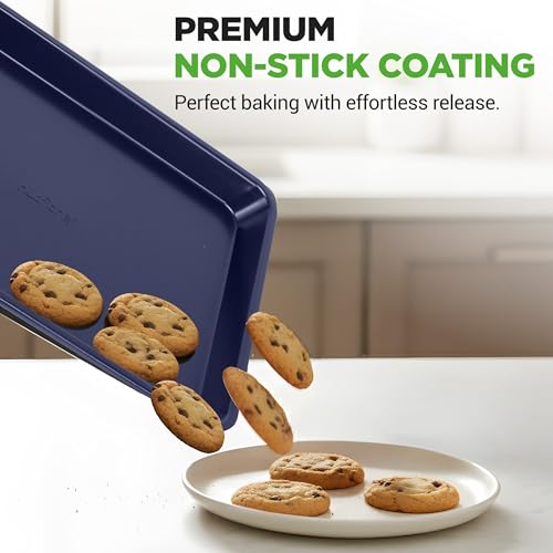 NutriChef 6-Piece Nonstick Baking Pans - Carbon Steel Non toxic Bakeware set with Cookie Sheets, Muffin, Loaf, Round & Square Pan - Restaurant Quality Baking Tray, Easy Clean, Dishwasher & Oven Safe
