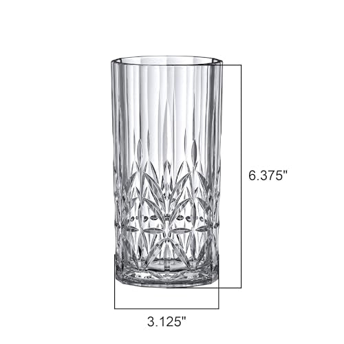 Amazing Abby - Vika - 18-Ounce Plastic Highball Glasses (Set of 6), Plastic Cocktail Glasses, Reusable, BPA-Free, Shatter-Proof, Dishwasher-Safe, Perfect for Poolside, Outdoors, Camping, and More