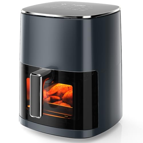 Sweetcrispy Air Fryer 6 Quarts with Window, 12-in-1 Square Airfryer Oven for Family, 400°F Rapid Air Crispy