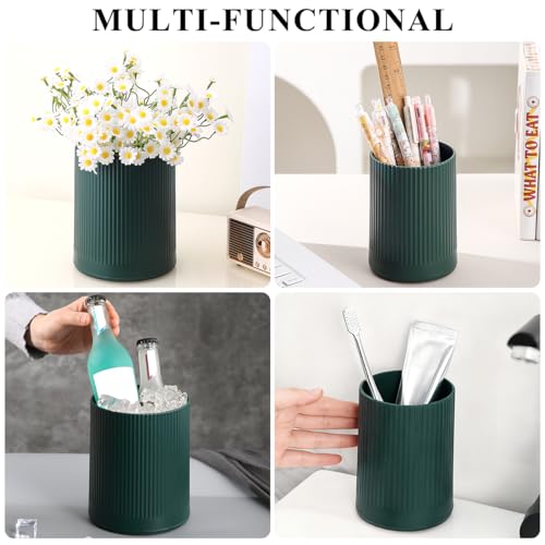 HOMQUEN 360° Rotating Utensil Holder, 6.3''+4.7'' Plastic Kitchen Utensil Holder for Countertop, Large Cooking Utensil Crocks for Kitchen Decor, Utensil Organizer for Spatula, Set of 2 (Green)