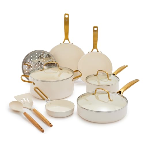 Blue Diamond 12 Piece Nonstick Cookware Set, Diamond Ceramic Pots & Pans, Dishwasher & Metal Utensil