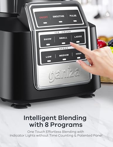 Ganiza Smoothie Blender, 1800W Peak Power Professional Countertop Blenders for Kitchen, 64oz Large Capacity Juice Pitcher with CentriFlow Ribs Patent, High-Speed Smoothie Maker for Ice/Frozen Fruit