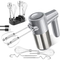Cordless Electric Hand Mixer, 7 Speed Rechargeable Wireless Handheld Mixer with Eject Button, Long Battery, Quiet Anti-Splash, 6×304 Stainless Steel Attachments & Storage Base for Baking (Silver)