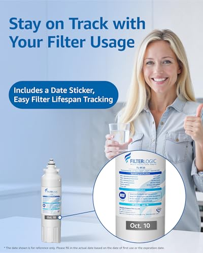 Filterlogic ADQ73613401 Refrigerator Water Filter, Replacement for LG® LT800P®, LT800PC, ADQ736134, ADQ73613402, LSXS26326S, LSXS26366S, LMXS30776S, LSXS26366D, LMXC23746S, 46-9490, 469490, Pack of 3