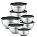 Hunnycook 7 Piece Mixing Bowls with Lids Set - Mixing Bowls Stainless Steel Bowls for Kitchen Baking, Size 0.7, 1.1, 1.5, 2.1, 3.5, 4, 4.5QT, Baking Bowl for Food Preparation, Mixing and Serving Foods