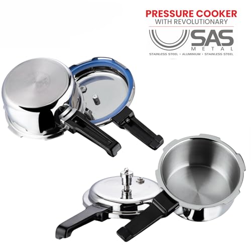 Vinod Platinum Triply Stainless Steel Outer Lid Pressure Cooker -68 oz , Induction Friendly, ISI Certified, Small Pressure Cooker for Quick Meals, Silver
