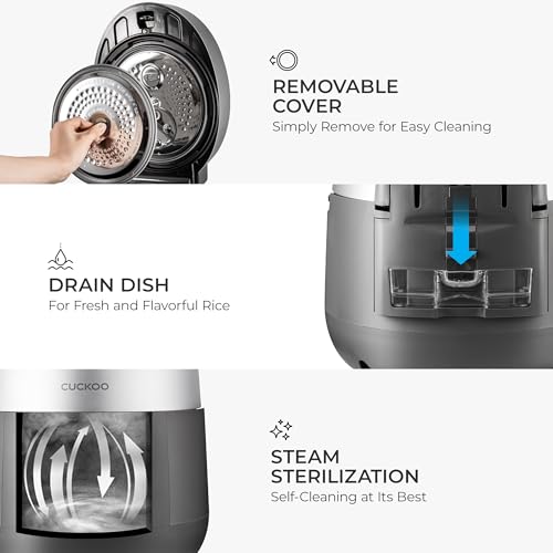 CUCKOO Twin Pressure Rice Cooker 6-Cup Uncooked / 12-Cup Cooked with Nonstick Inner Pot, Versatile Rice Maker & Warmer with 16 Menu Options, Open Cooking Mode, Voice Guide, Gray (CRP-ST0609FG)