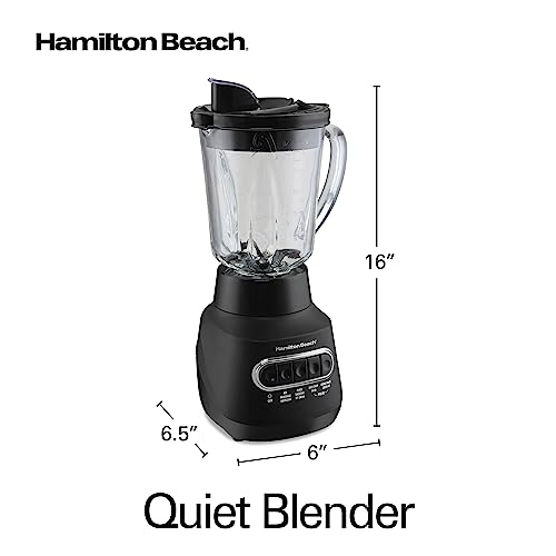 Hamilton Beach Wave Action Blender for Smoothies, Stainless Steel Ice Sabre Blades, 40oz Glass Jar, 800 Watts, Quiet Design, Black (58175)