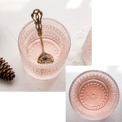 JPPSUJJ Cocktail Glasses 10 oz Hobnail Drinking Glasses Set of 6, Vintage Glassware, Textured Glass Cups Bubble Glasses Water Glasses Old Fashion Jupiter Glasses Set, clear