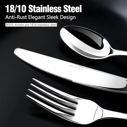 Silverware Set for 8, 40 Piece Heavy 18/10 Stainless Steel Flatware Utensils Cutlery Set, Mirror Polished knives Forks and Spoons Silverware Sets,Dishwasher Safe for Dinner Home Kitchen,Wedding Party