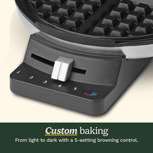 Cuisinart Waffle Maker, 1250W Round Classic Waffle Iron, 5-Setting Adjustable Browning Control, WMR-CAP2, Brushed Stainless