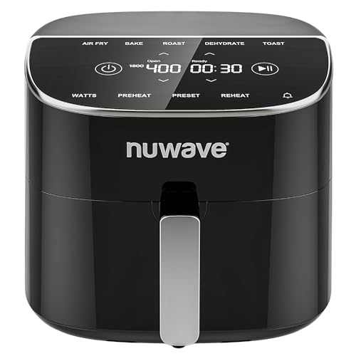 Nuwave Brio Plus 8 Qt Air Fryer, PFAS Free, New & Improved, Digital Touch Screen, Cool White