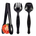 Ricvan 36 Pcs Disposable Serving Utensils Set - 9 Inch Black Tongs, Forks, Spoons for Restaurants, Catering, Party Supplies, Buffet, Wedding, Picnic