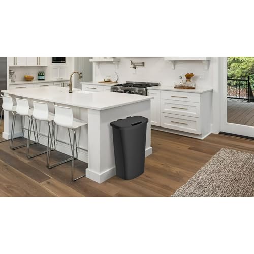 Kitchen Trash can, 11 gallons, Black, Plastic, flip-top, Suitable for Kitchens, bathrooms, and Offices.