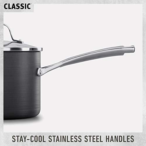 Calphalon 1943333 Classic Nonstick Sauce Pan with Cover, 3.5 quart, Grey