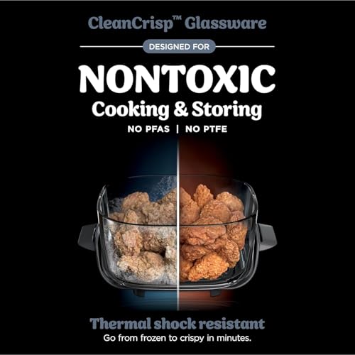 Ninja Crispi 5-in-1 Portable Glass Air Fryer Cooking System, 1500W, 6-Cup, 4-Quart & 2.5-Quart TempWare Containers With Lids, Microwave, Freezer & Dishwasher Safe, Blue, FN103CO (RENEWED)