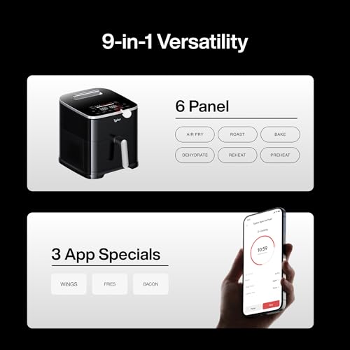 Typhur Sync 8QT AI Smart Air Fryer with Built-in Wireless Meat Thermometer, 9-in-1 XL Non Toxic Ceramic Airfryer, 450°F Max, Cooks 6lb Whole Chicken, Quiet & Dishwasher Safe, 120V