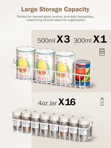 Delamu Over The Door Pantry Organizer, 8-Tier Pantry Door Organizers and Storage with Adjustable Basket, Metal Hanging Spice Rack, Seasoning Organizer, Door Organizer for Home Kitchen Bathroom, White