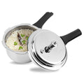 Vinod Platinum Triply Stainless Steel Outer Lid Pressure Cooker -68 oz , Induction Friendly, ISI Certified, Small Pressure Cooker for Quick Meals, Silver