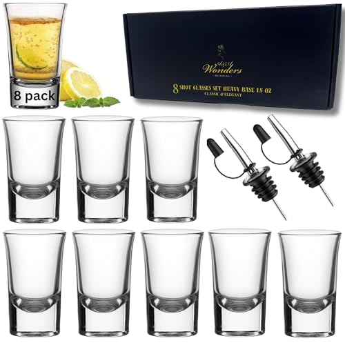 A&A Wonders 1.5 Oz Shot Glasses Set Of 8 With Heavy Base - Shot Glass Set, Weighted shotglass - For Vodka Tequila Shot Glasses Gift Box (Set of 8)