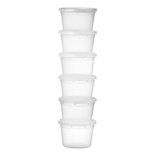 48 Pack Plastic Deli Containers with Lids (16, 32 oz 24 Each) - Food Storage Containers with Lids - Clear Disposable Meal Prep Containers, BPA Free, Stackable, Leakproof, Microwave and Freezer Safe - My Kitchen Products