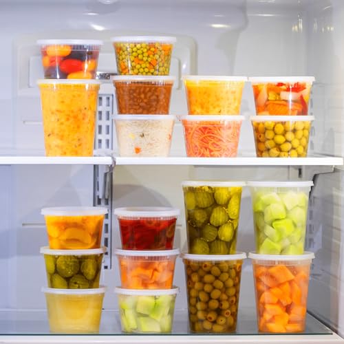 48 Pack Plastic Deli Containers with Lids (16, 32 oz 24 Each) - Food Storage Containers with Lids - Clear Disposable Meal Prep Containers, BPA Free, Stackable, Leakproof, Microwave and Freezer Safe - My Kitchen Products