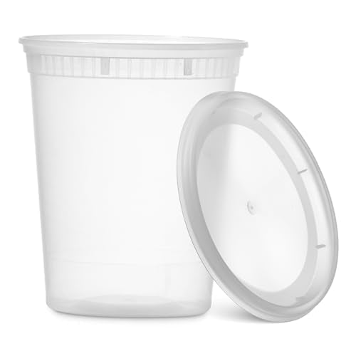 48 Pack Plastic Deli Containers with Lids (16, 32 oz 24 Each) - Food Storage Containers with Lids - Clear Disposable Meal Prep Containers, BPA Free, Stackable, Leakproof, Microwave and Freezer Safe - My Kitchen Products