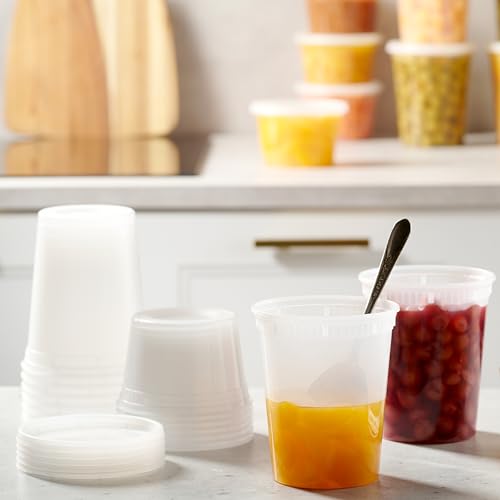 48 Pack Plastic Deli Containers with Lids (16, 32 oz 24 Each) - Food Storage Containers with Lids - Clear Disposable Meal Prep Containers, BPA Free, Stackable, Leakproof, Microwave and Freezer Safe - My Kitchen Products