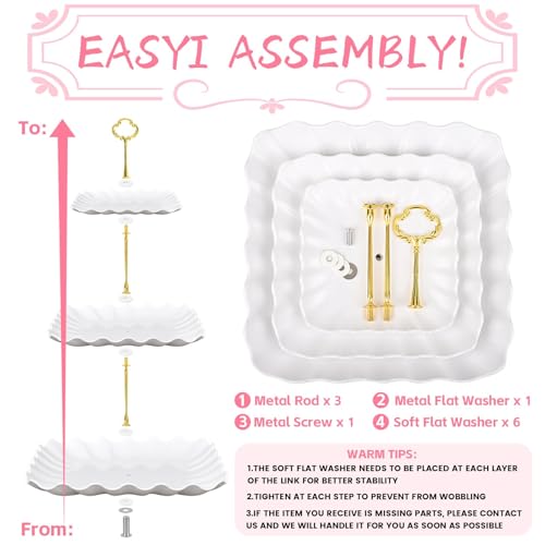 5 Pcs Dessert Table Display Set - 2 Pcs 3-Tier Dessert Display Stands & 3 Pcs Serving Tray - Dessert Trays Dessert Stands Treat Table Displays Set for Tea Parties,Birthdays & Baby Showers - My Kitchen Products