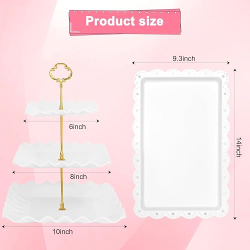 5 Pcs Dessert Table Display Set - 2 Pcs 3-Tier Dessert Display Stands & 3 Pcs Serving Tray - Dessert Trays Dessert Stands Treat Table Displays Set for Tea Parties,Birthdays & Baby Showers - My Kitchen Products