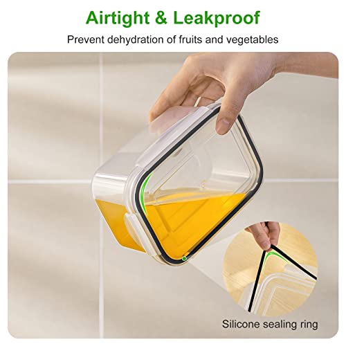 5 PCS Large Fruit Containers for Fridge - Leakproof Food Storage Containers with Removable Colander - Dishwasher & microwave safe Produce Containers Keep Fruits, Vegetables, Berry, Meat Fresh longer - My Kitchen Products