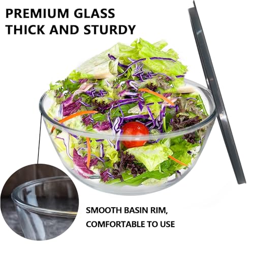 5 Quart Deep Big Glass Bowl with Lid,10 Inch Large Glass Mixing Bowl for Sourdough Bread Kitchen Salad Bread Storage, For Prepping, Marinating & Brining Kimch - My Kitchen Products