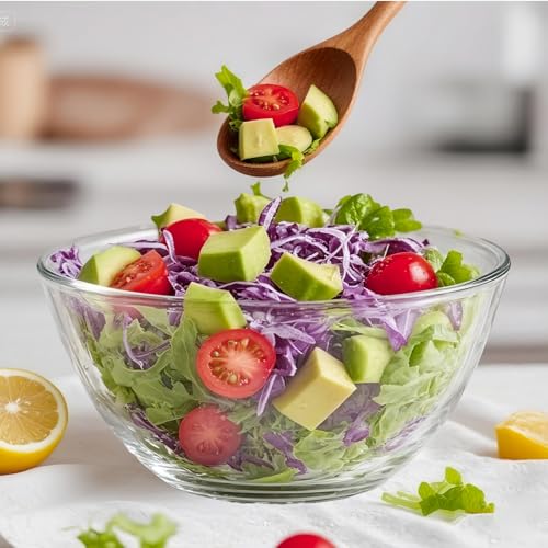 5 Quart Deep Big Glass Bowl with Lid,10 Inch Large Glass Mixing Bowl for Sourdough Bread Kitchen Salad Bread Storage, For Prepping, Marinating & Brining Kimch - My Kitchen Products