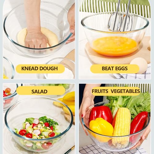 5 Quart Deep Big Glass Bowl with Lid,10 Inch Large Glass Mixing Bowl for Sourdough Bread Kitchen Salad Bread Storage, For Prepping, Marinating & Brining Kimch - My Kitchen Products