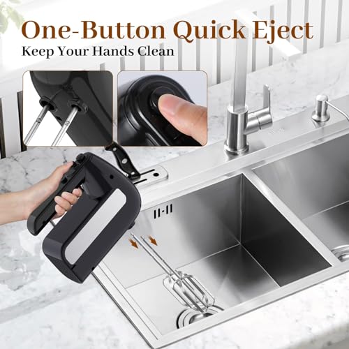 5-Speed Electric Hand Mixer, 800W Handheld Mixer with Turbo for Baking & Cooking, Kitchen Food Mixer with Storage Case & 6 Stainless Steel Attachments (2 Beaters, 2 Dough Hooks, 2 Whisks)-Black - My Kitchen Products
