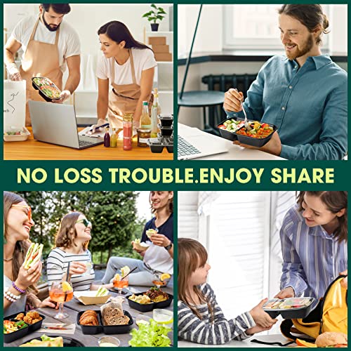 50 Pack (100-Piece) 32 oz Sturdy Leakproof 2-Compartment Meal Prep Containers with Lids, Plastic Food Storage Containers for Lunch, Microwave, Freezer, and Dishwasher Safe Takeout Containers - My Kitchen Products