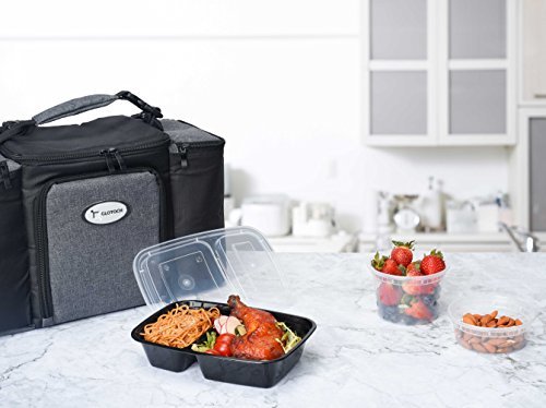 50 Pack (100-Piece) 32 oz Sturdy Leakproof 2-Compartment Meal Prep Containers with Lids, Plastic Food Storage Containers for Lunch, Microwave, Freezer, and Dishwasher Safe Takeout Containers - My Kitchen Products